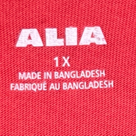 Sale Alia Women’s Top 1X Coral V-Neck Short Sleeves Sequins - Picture 7 of 10